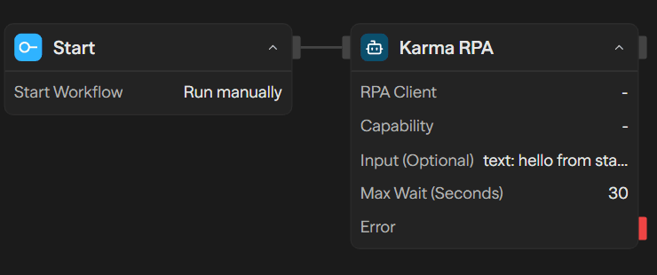 Karma RPA Block Configuration