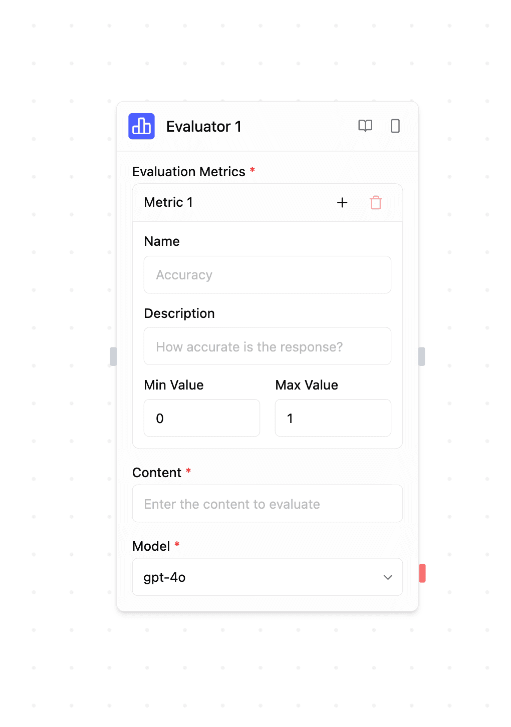 Evaluator Block Configuration