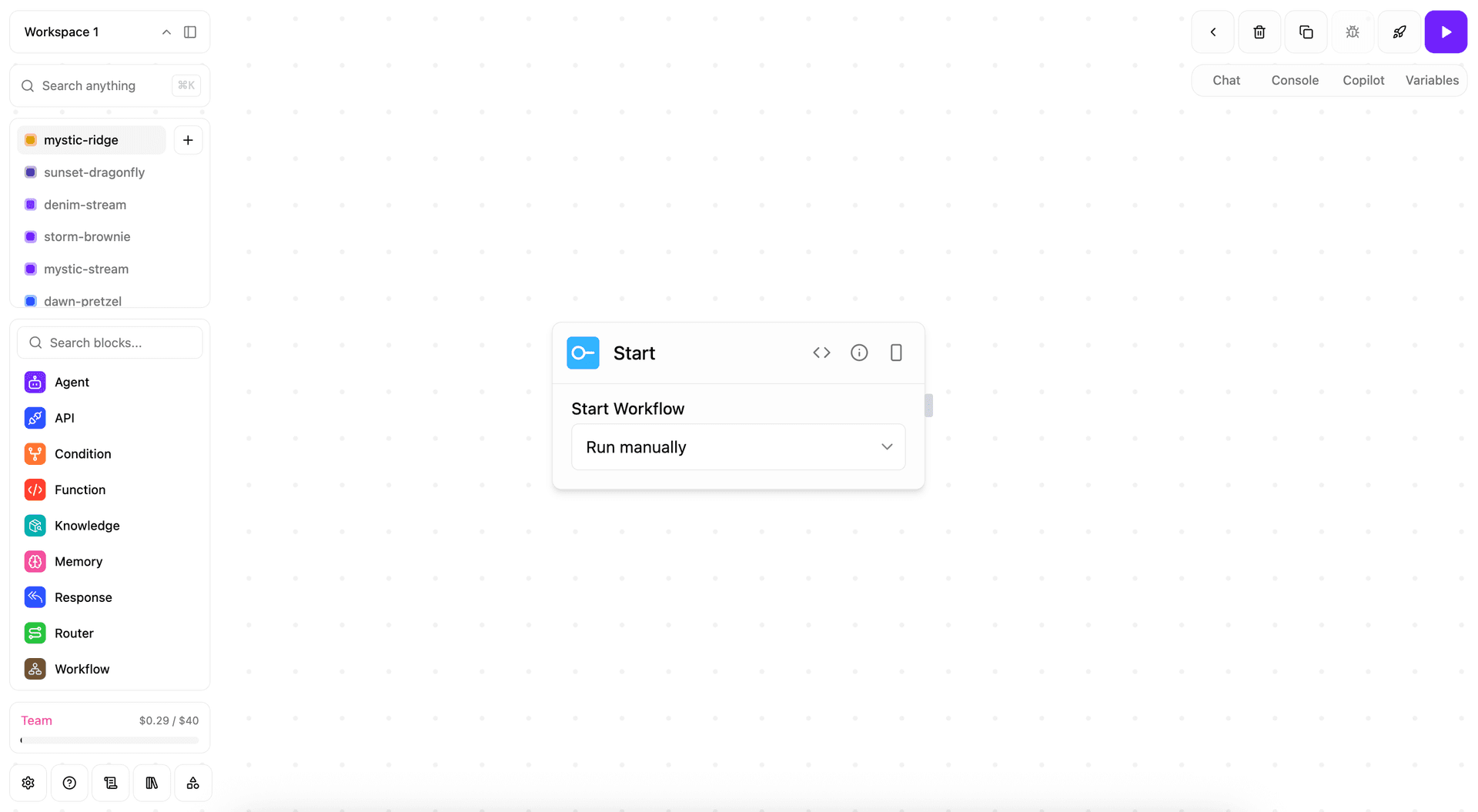 Mandala visual workflow canvas